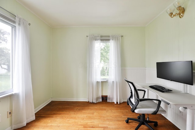595 Brookside Dr, Columbus, OH 43209 - office area featuring light wood-type flooring and ornamental molding