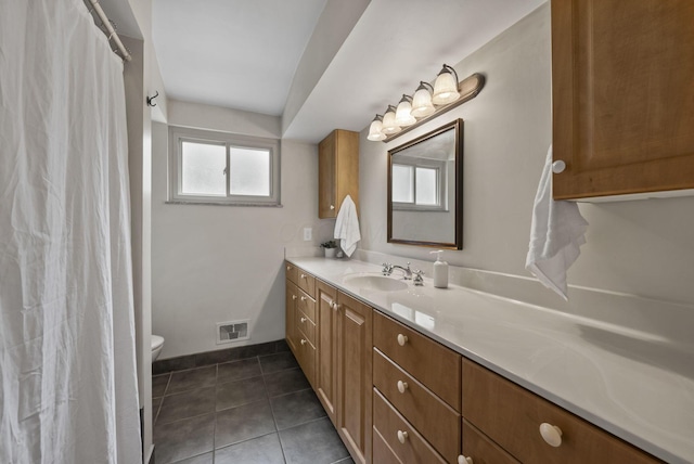 4289 Shelbourne Ln, Columbus, OH 43220 - bathroom with vanity, tile patterned flooring, and a shower with curtain