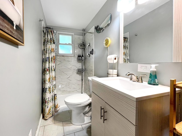 4713 Haughn Rd, Grove City, OH 43123 - full bath featuring vanity, curtained shower, and tile patterned floors