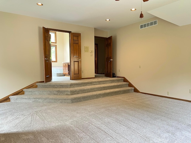 471 Old Mill Dr, Columbus, OH 43230 - staircase with carpet, recessed lighting, and ceiling fan