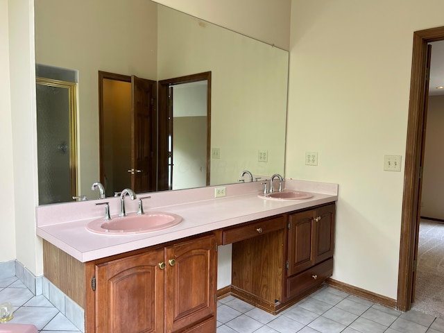 471 Old Mill Dr, Columbus, OH 43230 - bathroom with double vanity and tile patterned floors
