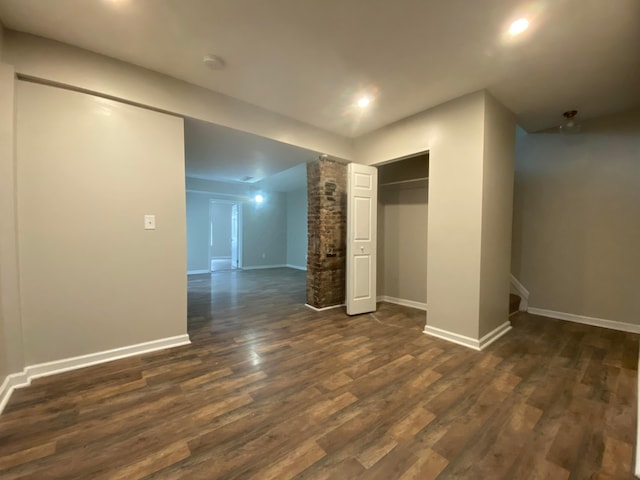 128 S Princeton Ave, Columbus, OH 43222 - unfurnished bedroom featuring dark wood-style flooring, recessed lighting, and a closet