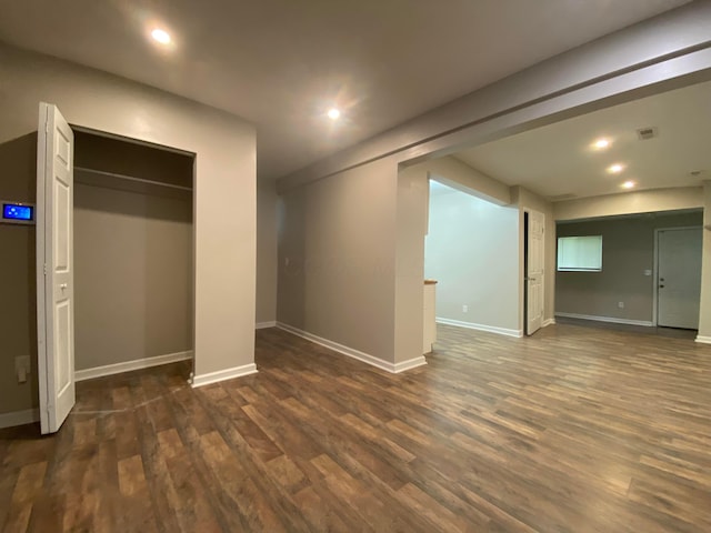 128 S Princeton Ave, Columbus, OH 43222 - basement with dark wood-style flooring and recessed lighting