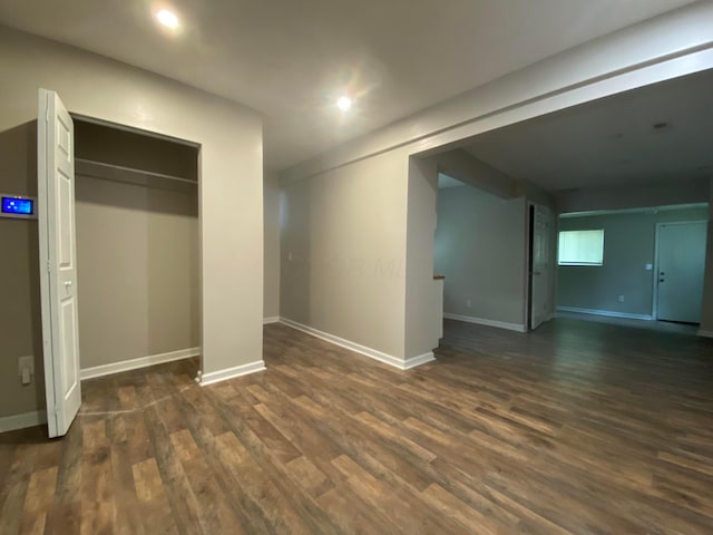 128 S Princeton Ave, Columbus, OH 43222 - unfurnished bedroom with dark wood-type flooring, recessed lighting, and a closet