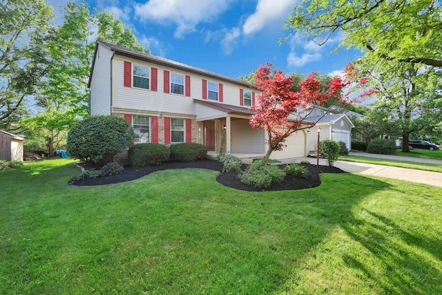 8139 Storrow Dr, Westerville, OH 43081 - view of front of home with concrete driveway, a front lawn, and a garage