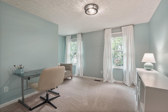 712 Suntree Dr, Westerville, OH 43081 - office area with plenty of natural light, light carpet, and a textured ceiling