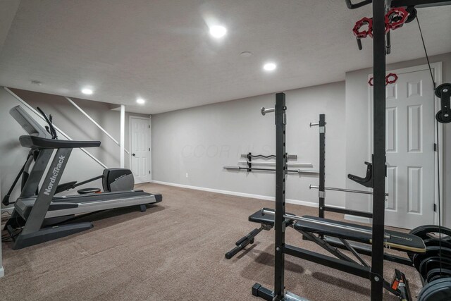 712 Suntree Dr, Westerville, OH 43081 - exercise area featuring recessed lighting and carpet flooring