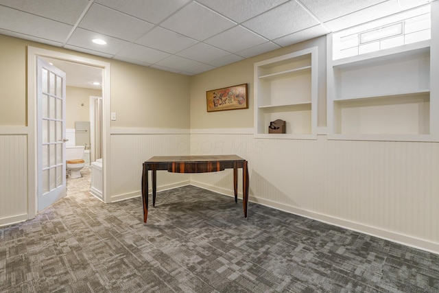 2006 Kentwell Rd, Upper Arlington, OH 43221 - below grade area with carpet floors, built in features, wainscoting, a drop ceiling, and recessed lighting