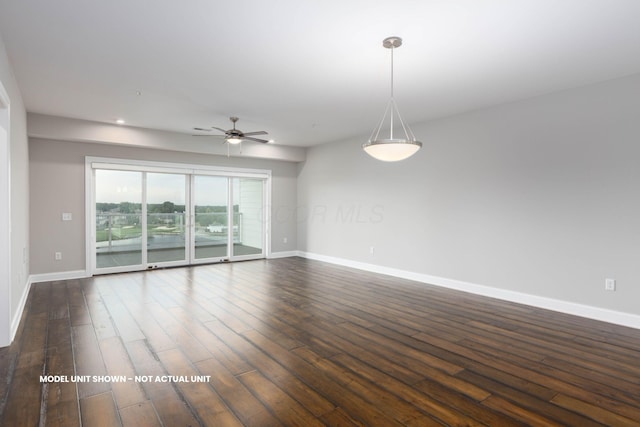 5177 Highpointe Lakes Dr Unit 9102, Westerville, OH 43081 - empty room with dark wood finished floors, ceiling fan, and recessed lighting
