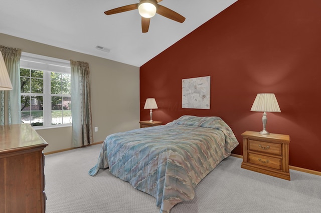 595 Piney Glen Dr, Columbus, OH 43230 - carpeted bedroom with lofted ceiling and a ceiling fan