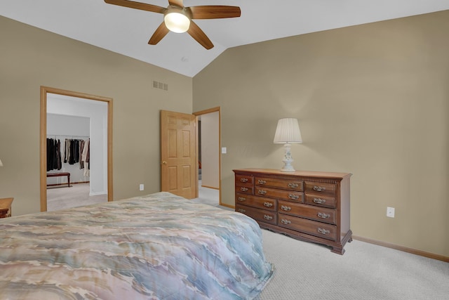 595 Piney Glen Dr, Columbus, OH 43230 - bedroom with lofted ceiling, light colored carpet, and ceiling fan