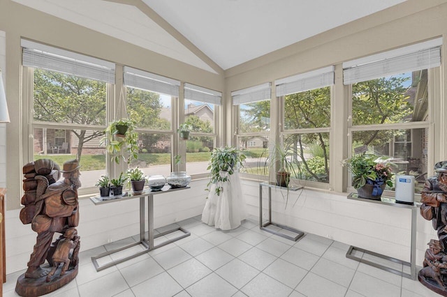 595 Piney Glen Dr, Columbus, OH 43230 - sunroom / solarium featuring lofted ceiling, tile patterned floors, and plenty of natural light