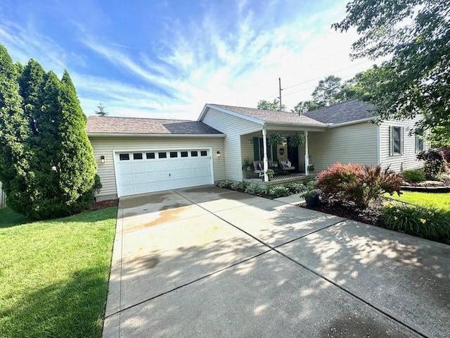 215 Barb Ct, Heath, OH 43056 - single story home featuring an attached garage, covered porch, concrete driveway, and a front yard