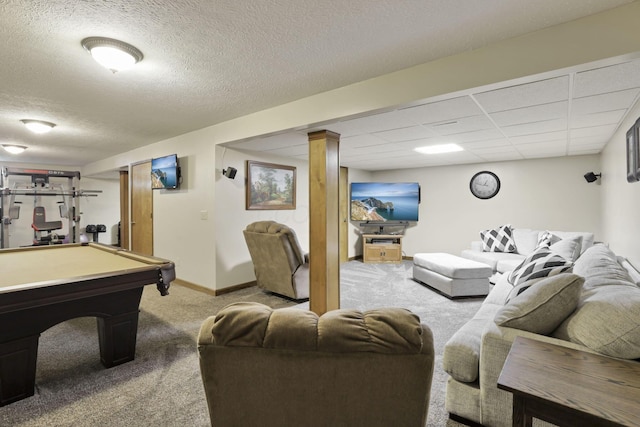 215 Barb Ct, Heath, OH 43056 - recreation room with carpet flooring, pool table, and a textured ceiling