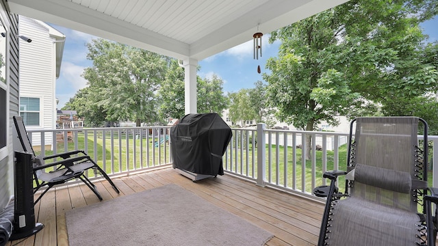 336 Onyx Ln, Delaware, OH 43015 - deck with a grill and a lawn