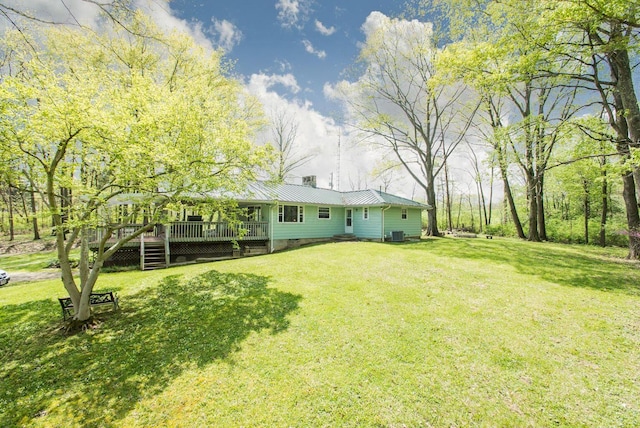 890 Elm Dr, Columbus, OH 43235 - view of green lawn featuring a deck