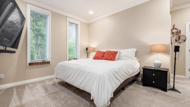 2830 Silver St, Granville, OH 43023 - bedroom with ornamental molding, carpet, and recessed lighting