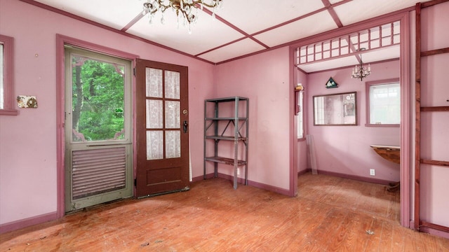 2830 Silver St, Granville, OH 43023 - foyer with a chandelier and wood finished floors