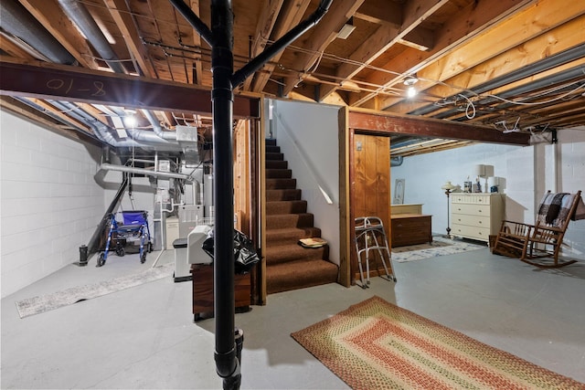 3903 Inverness Cir, Dublin, OH 43016 - unfinished basement with stairway and concrete block wall