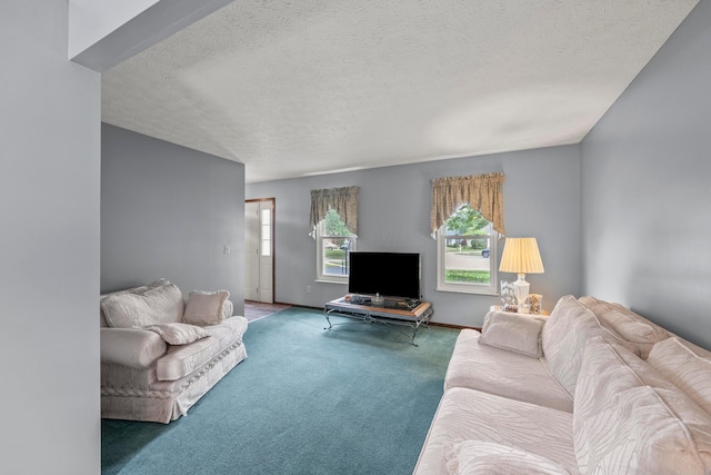 5681 Mcbride Ct, Dublin, OH 43016 - carpeted living area with a textured ceiling and baseboards