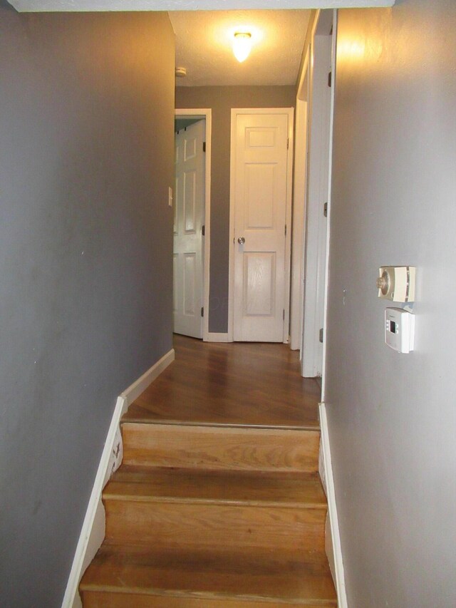 1881 Brimfield Rd, Columbus, OH 43229 - staircase featuring wood finished floors and baseboards