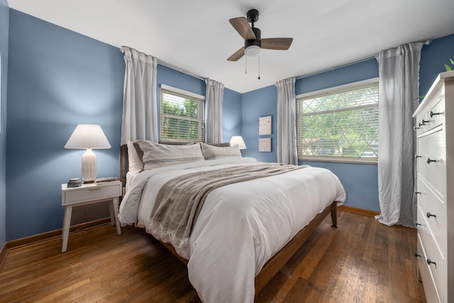 3287 Leighton Rd, Columbus, OH 43221 - bedroom with multiple windows, hardwood / wood-style floors, and ceiling fan