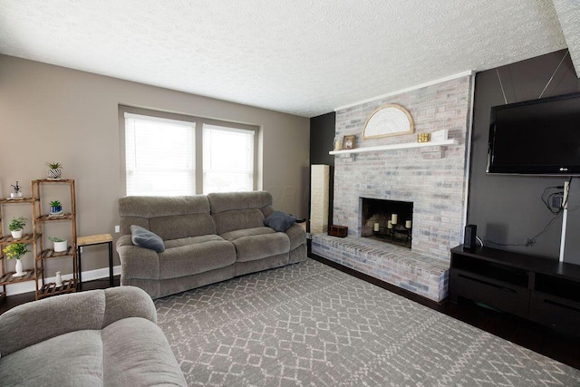 3790 Hunting Ln, Columbus, OH 43230 - living area featuring a textured ceiling, wood finished floors, and a fireplace