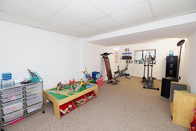 3790 Hunting Ln, Columbus, OH 43230 - game room with carpet and a drop ceiling