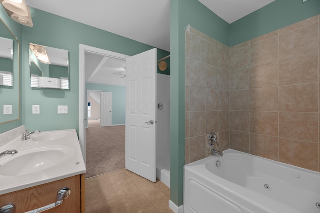 8101 Orange Station Loop, Lewis Center, OH 43035 - bathroom with double vanity, a combined bath / shower with jetted tub, and tile patterned flooring