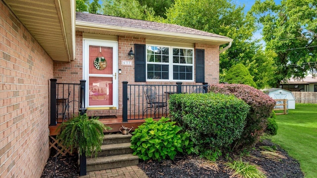 637 Livingston Ct, Heath, OH 43056 - property entrance featuring brick siding and a yard