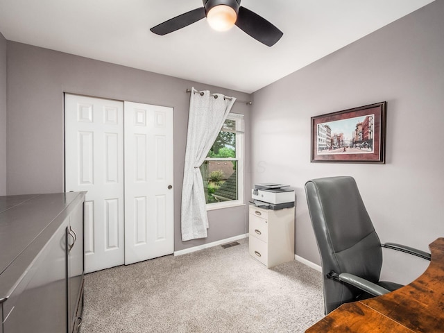 1243 Harrison Ave, Columbus, OH 43201 - office featuring a ceiling fan and light colored carpet