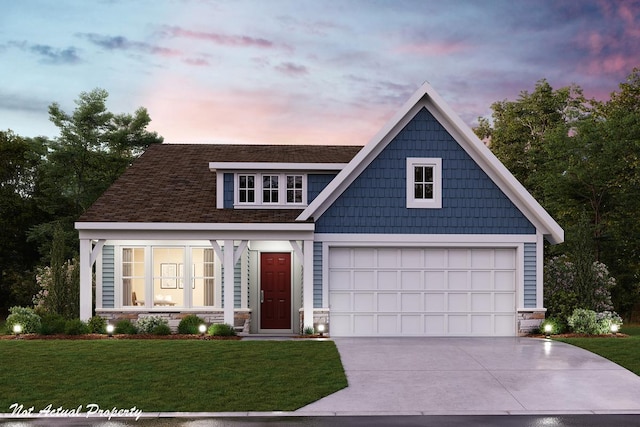 1101 Arden Way, Fairborn, OH 45324 - view of front facade with driveway, a front yard, a garage, and stone siding