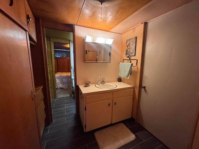 1470 S Riverview Rd, Malta, OH 43758 - bathroom with vanity and tile patterned floors