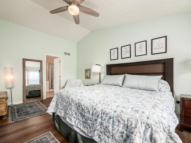 3538 Rosburg Dr, Columbus, OH 43228 - bedroom with wood finished floors, vaulted ceiling, and a ceiling fan