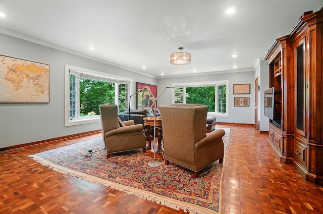 2475 Signal Hill Rd, Springfield, OH 45504 - living area with plenty of natural light, ornamental molding, and recessed lighting