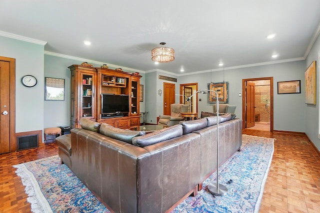 2475 Signal Hill Rd, Springfield, OH 45504 - living room featuring recessed lighting and crown molding