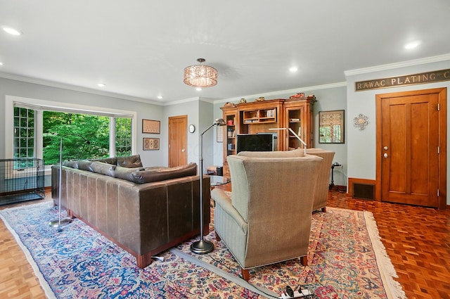 2475 Signal Hill Rd, Springfield, OH 45504 - living room with ornamental molding and recessed lighting