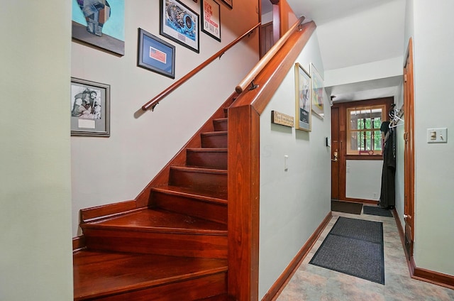 2475 Signal Hill Rd, Springfield, OH 45504 - stairs featuring baseboards