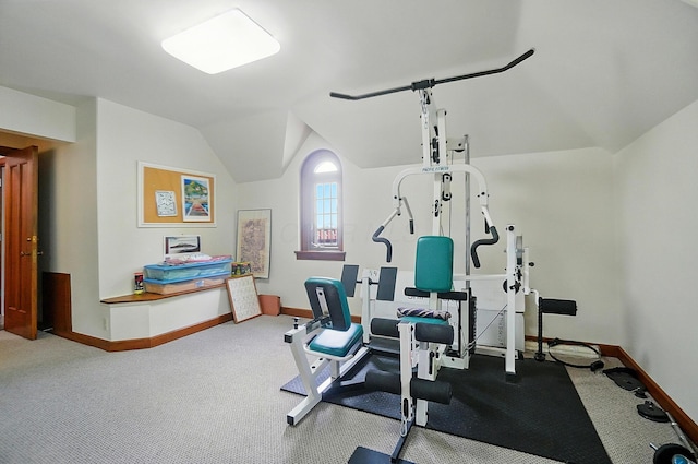2475 Signal Hill Rd, Springfield, OH 45504 - exercise area featuring vaulted ceiling and carpet floors