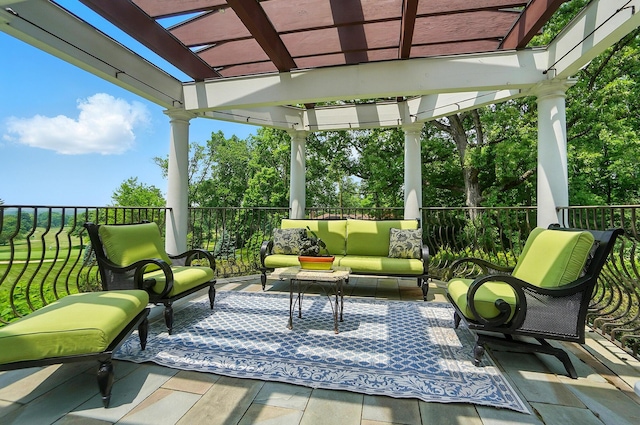 2475 Signal Hill Rd, Springfield, OH 45504 - view of patio featuring an outdoor living space and a pergola