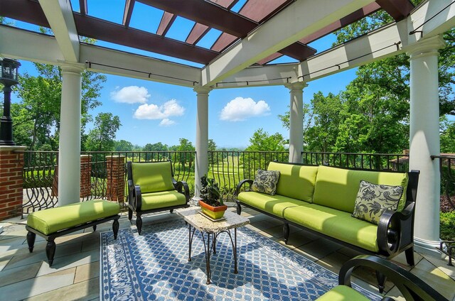 2475 Signal Hill Rd, Springfield, OH 45504 - view of patio / terrace with an outdoor hangout area and a pergola