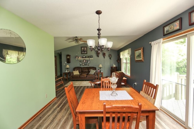 264 Ridgeway Dr, Howard, OH 43028 - dining space featuring light wood-style flooring, a chandelier, and lofted ceiling
