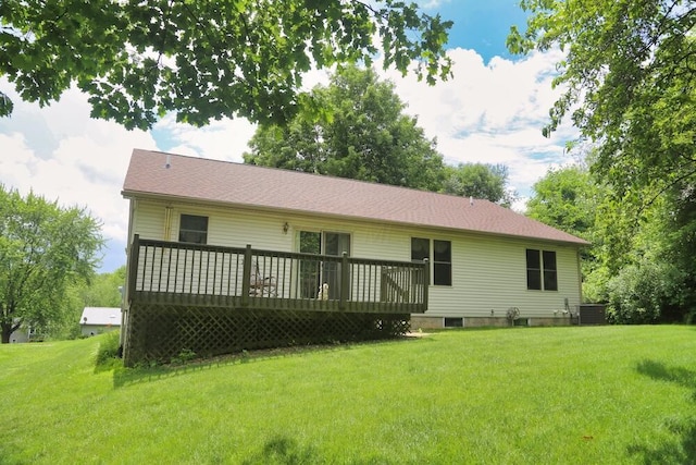 264 Ridgeway Dr, Howard, OH 43028 - rear view of property featuring a deck and a lawn