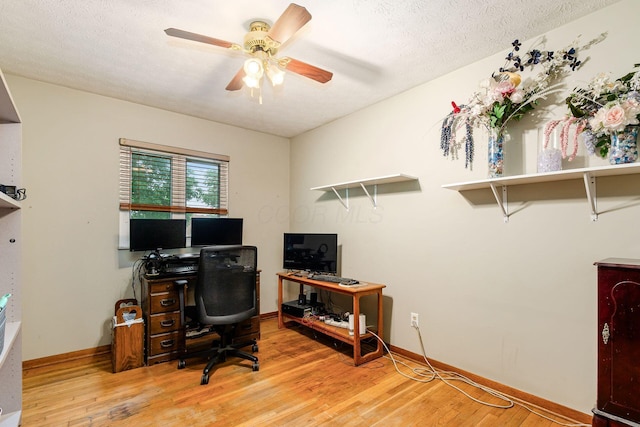 6103 Renner Rd, Columbus, OH 43228 - office space featuring light wood-type flooring, ceiling fan, and a textured ceiling
