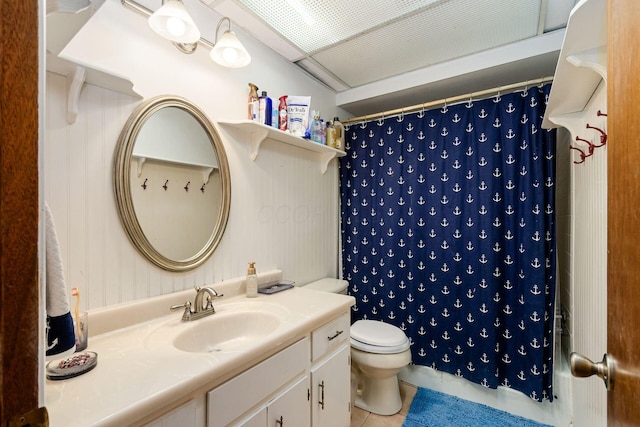 6103 Renner Rd, Columbus, OH 43228 - bathroom with vanity, tile patterned flooring, and a shower with shower curtain