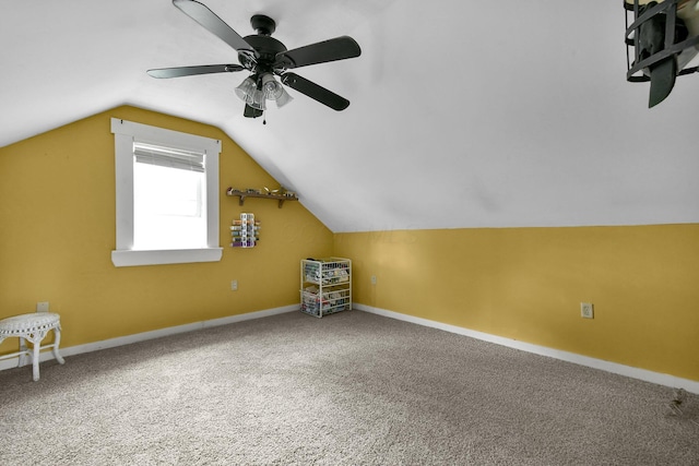 714 N Main St, Baltimore, OH 43105 - additional living space with lofted ceiling, carpet, and a ceiling fan