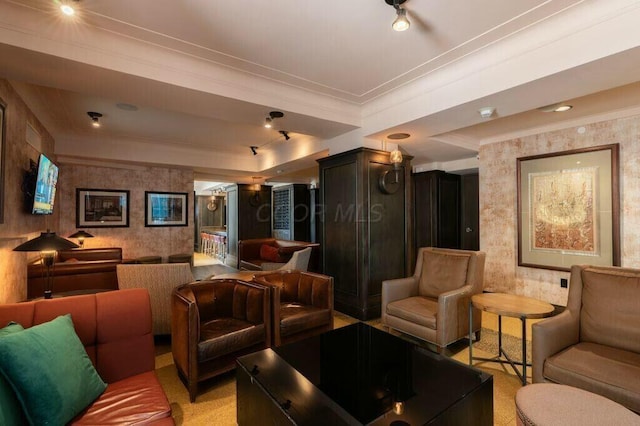 50 W Broad St Unit 2701, Columbus, OH 43215 - cinema room with wallpapered walls and crown molding