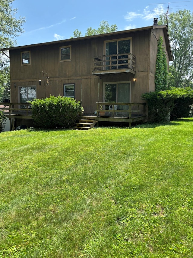 54 Appleview Ct, Howard, OH 43028 - back of house featuring a balcony, a yard, and a deck