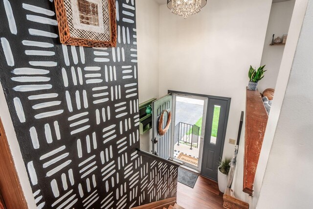 658 Academy Dr, Galloway, OH 43119 - entryway with a chandelier and wood finished floors