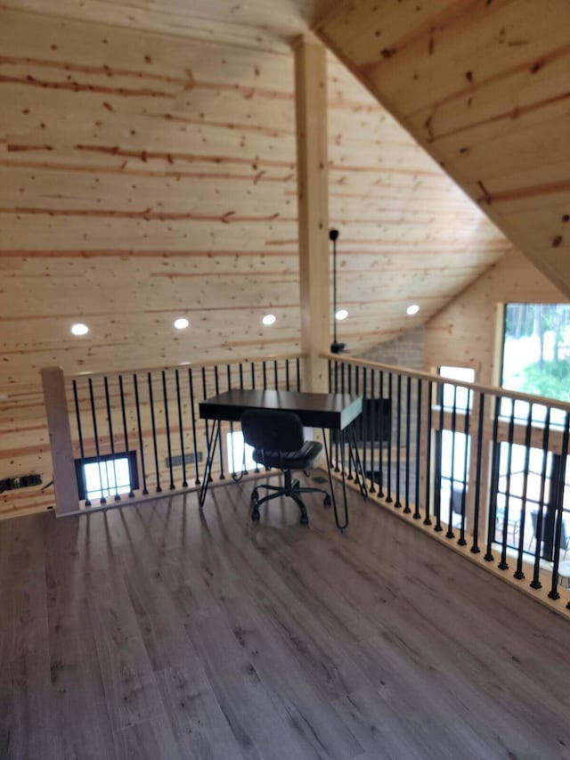 18358 Buckingham Rd, Logan, OH 43138 - office space featuring wood finished floors and vaulted ceiling